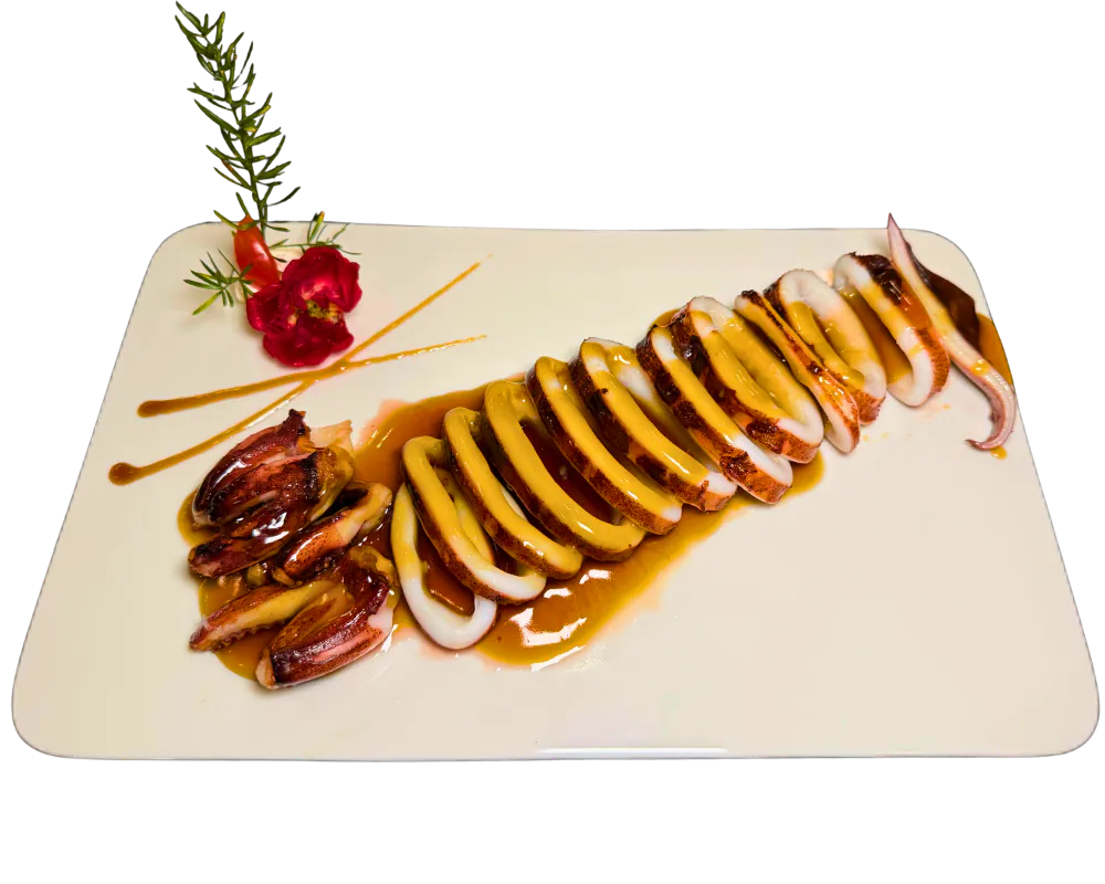 Juicy grilled squid slices with savory glaze at SOHO Asian Fusion, a Asian Fusion Restaurant in Austin.